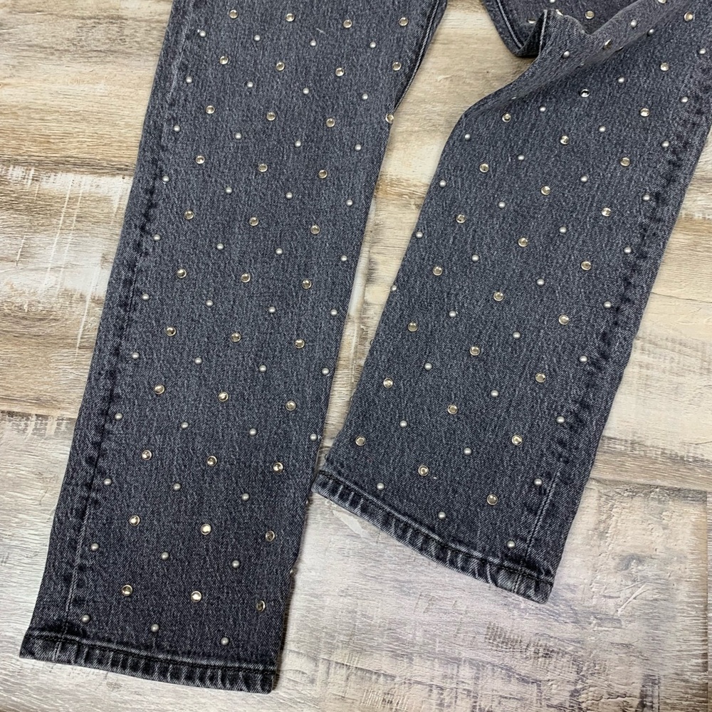 LEVI’S 501 Crystal Crop Jeans Black Embellished - Picture 3 of 8